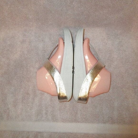 FitFlop Fino Glitzy Crystals Toe Post Sandals Size 10 Silver Metallic Flip Flops - Picture 9 of 11